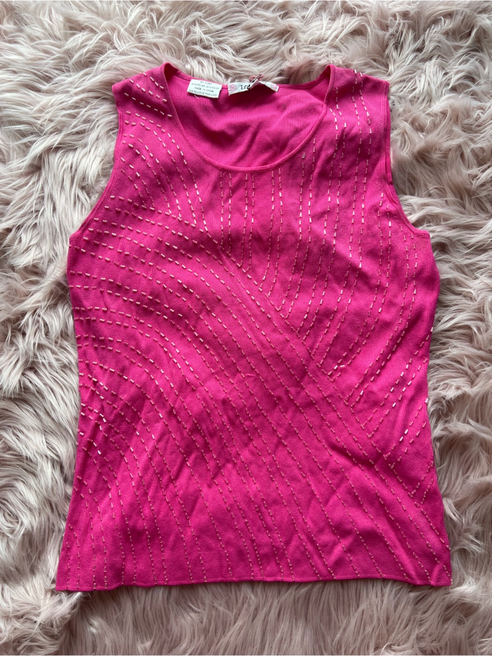 NWT Lou Lou & Company Fuchsia Embellished Sleeveless Beaded Tank Top